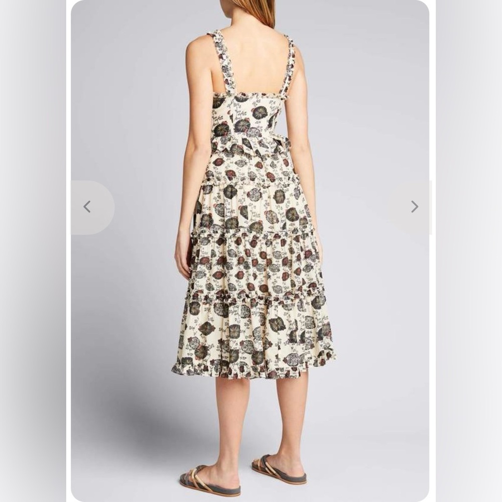 Ulla Johnson Adyna Cream Floral Tiered Midi Dress - Picture 4 of 10